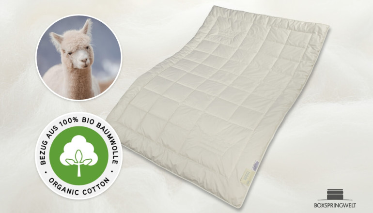 Leicht-Bettdecke Nobilis 135x200 mit Alpakawolle aus artgerechter Haltung und Bezug aus GOTS Bio-Baumwolle