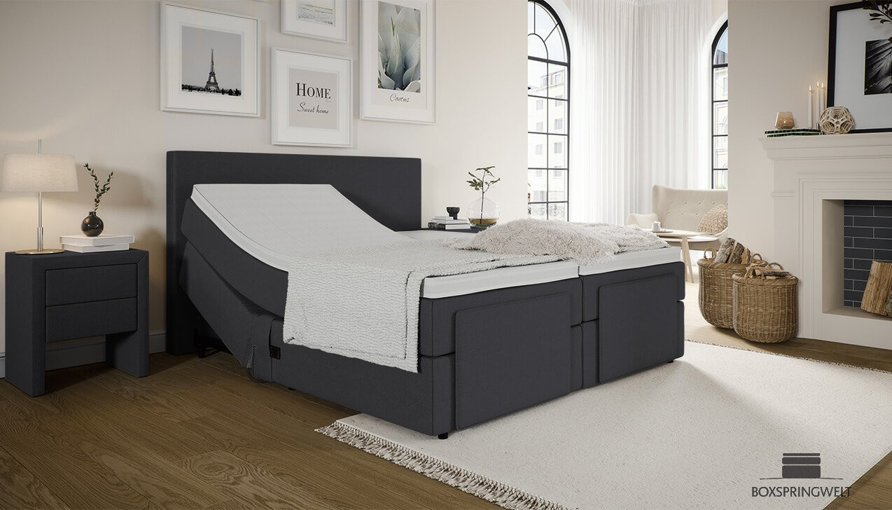 Mikrofeder Boxspringbett Gabriel in Mine Anthrazit