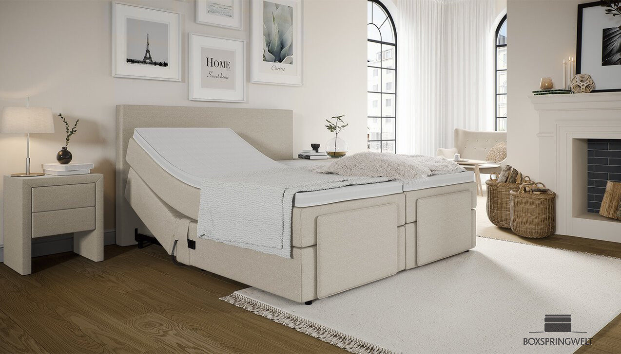 Mikrofeder Boxspringbett Gabriel in Mine Beige