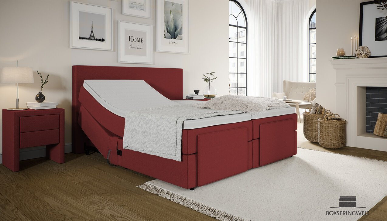 Mikrofeder Boxspringbett Gabriel in Mine Burgundy
