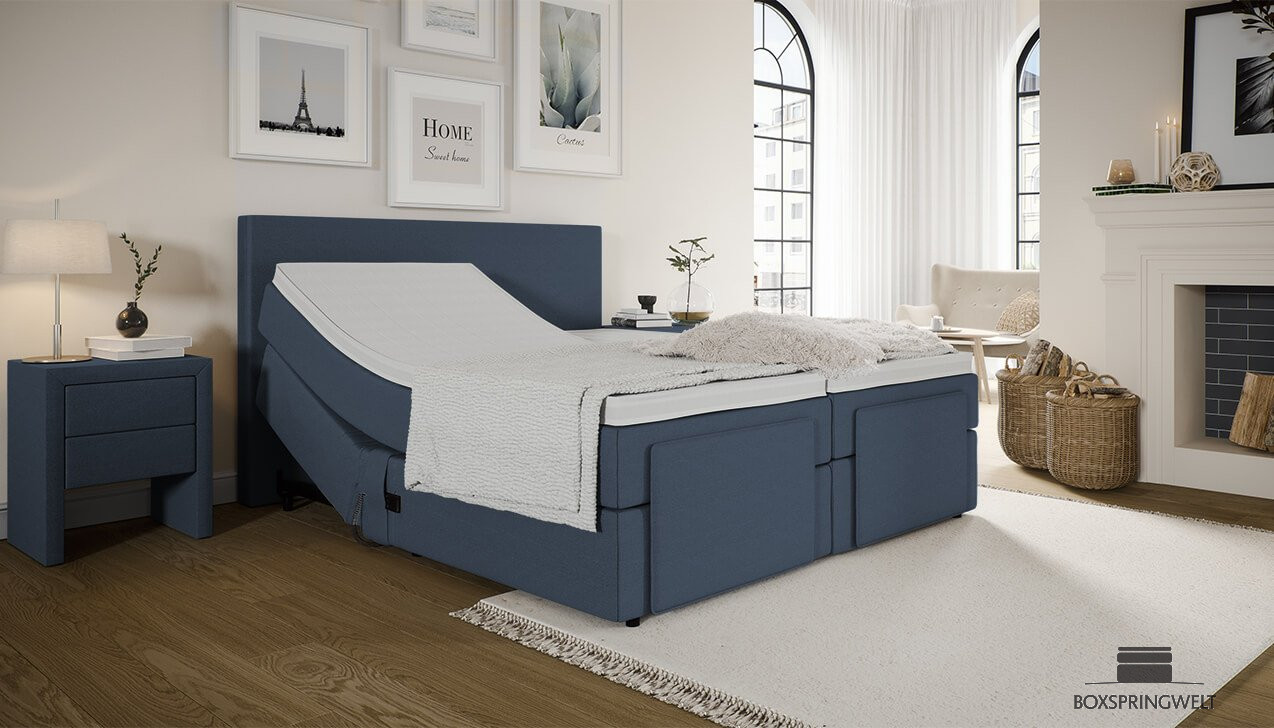 Mikrofeder Boxspringbett Gabriel in Mine Denim