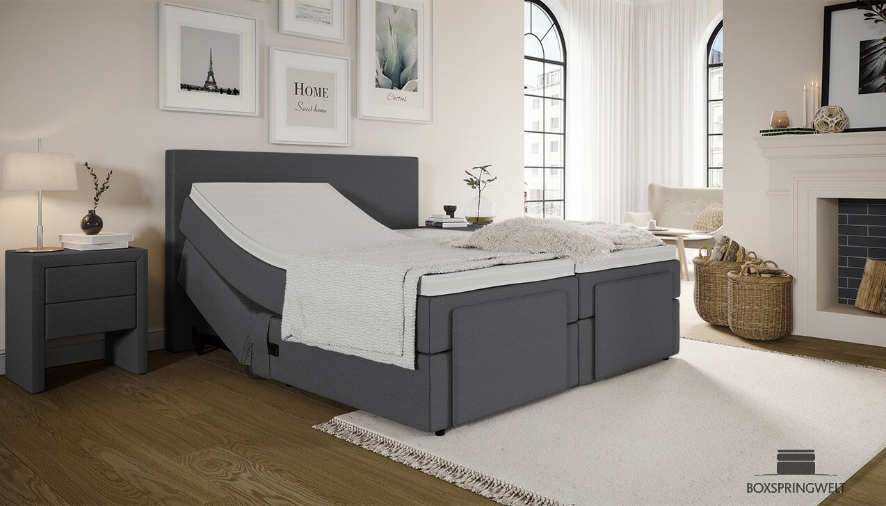 Mikrofeder Boxspringbett Gabriel in Mine Grau