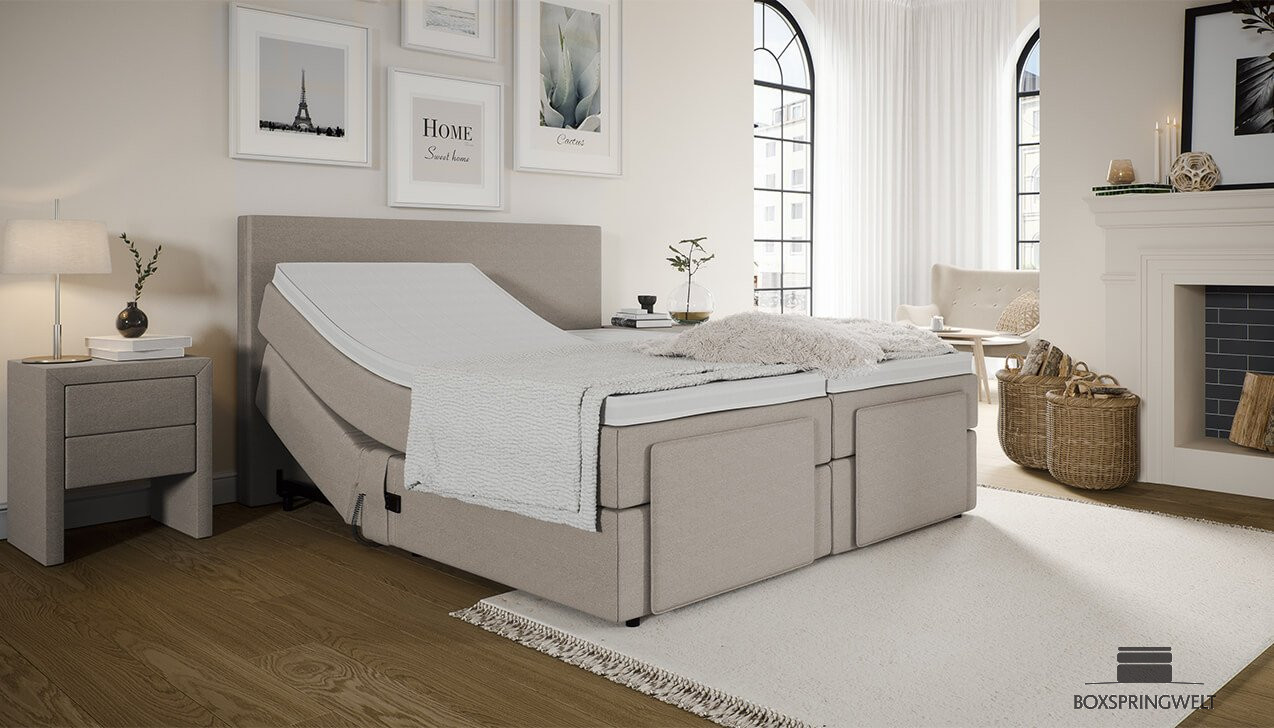 Mikrofeder Boxspringbett Gabriel in Mine Kaki