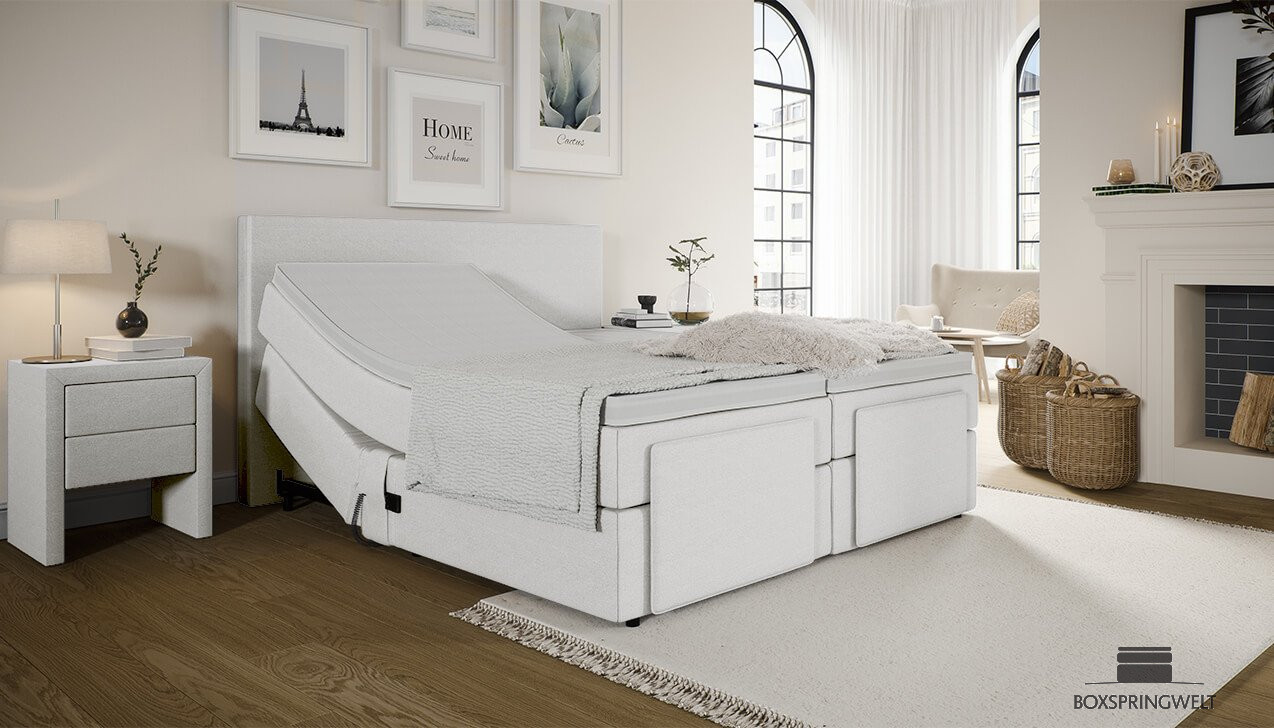 Mikrofeder Boxspringbett Gabriel in Mine Weiß